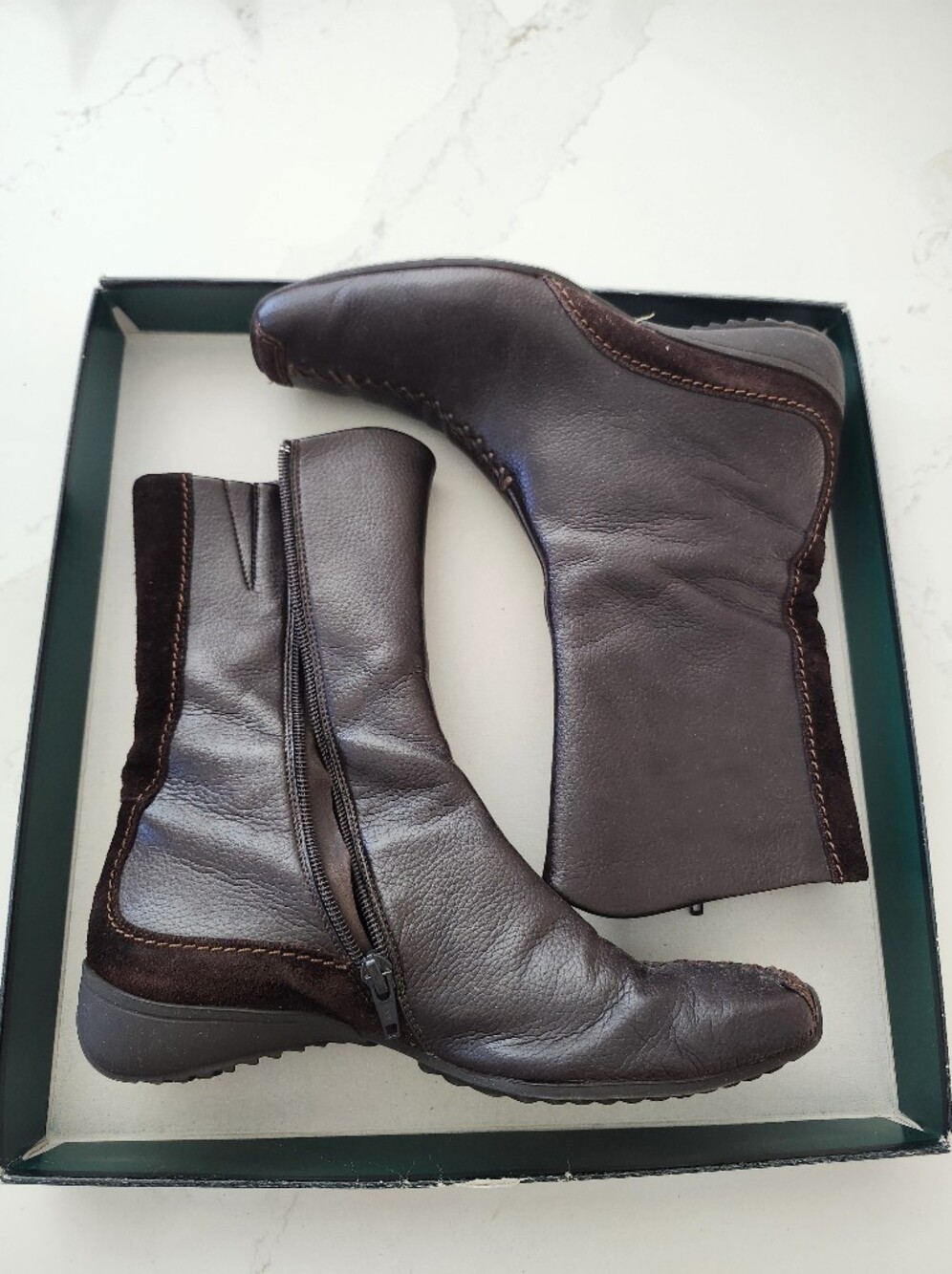 Paul Green Brown Leather Zip Ankle Boots